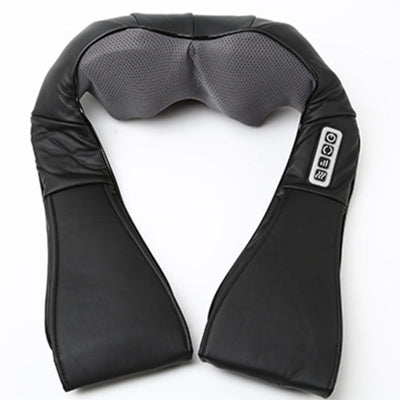 Massaggiatore shiatsu per collo e schiena a forma di U con pulsanti di controllo.