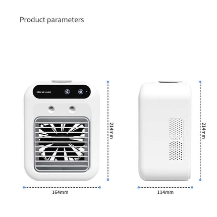Ventilatore portatile di raffreddamento ad acqua – dimensioni e specifiche del condizionatore d'aria.
