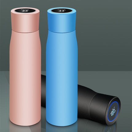 tazza a vuoto con display di temperatura intelligente in acciaio inox, rosa, blu e nera, 500 ml