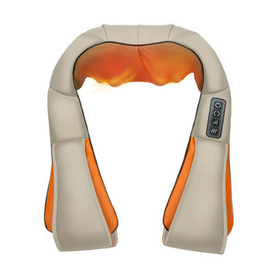 Massaggiatore shiatsu per collo e schiena con riscaldamento, design a U e comandi intuitivi.