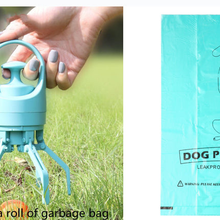 portatile pooper scooper per cani con dispenser di sacchetti integrato, facile da usare e senza contatto.