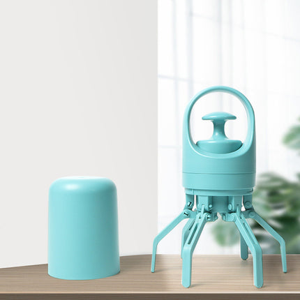 Portatile pooper scooper per cani con meccanismo a otto artigli e dispenser di sacchetti integrato.