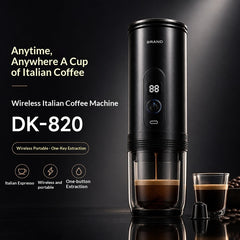 Macchina da caffè portatile senza fili, design elegante e compatta, per un espresso italiano ovunque.